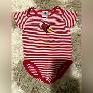 Red and White Striped Kids Louisville Cardinals Onesie